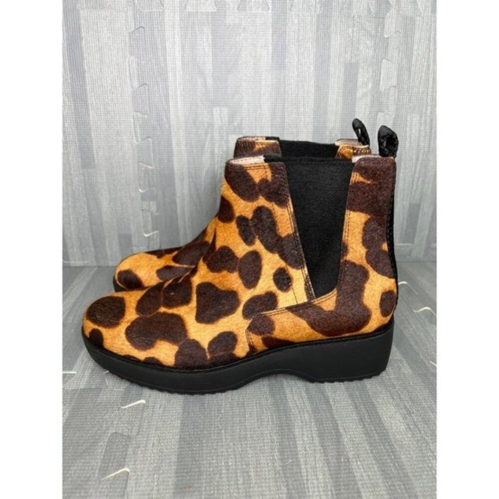 Louise Et Cie Zareb Wedge Ankle Chelsea Boots Women Size 9 Leopard Print